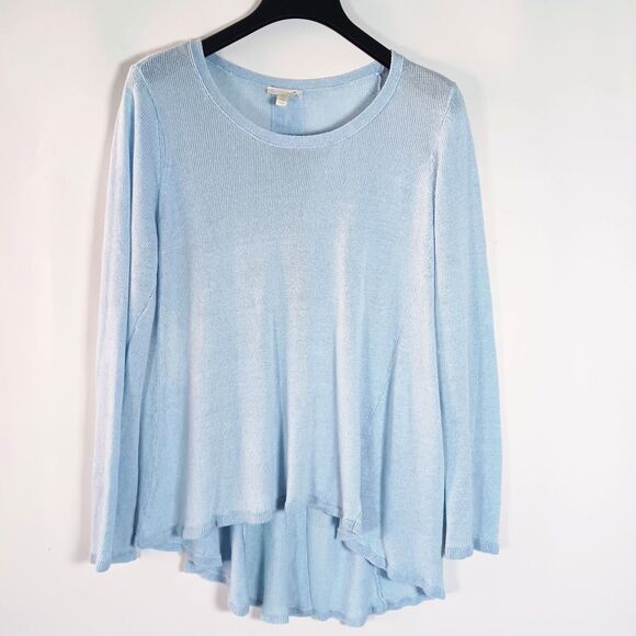 Eileen Fisher Sweater 100% Italian Linen Large Lightweight Drape Beachy Coastal - Picture 2 of 7